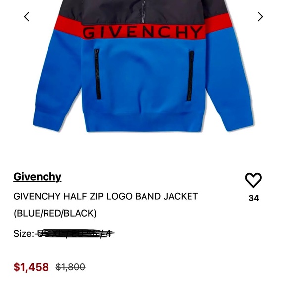 givenchy half zip logo band jacket